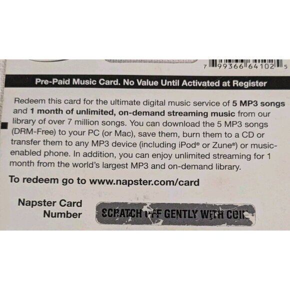 2009 Napster Music Card Download Streaming Best Buy Collectible No Value Green - Picture 6 of 9
